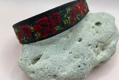 Red and Black Rose Jacquard Cat Collar